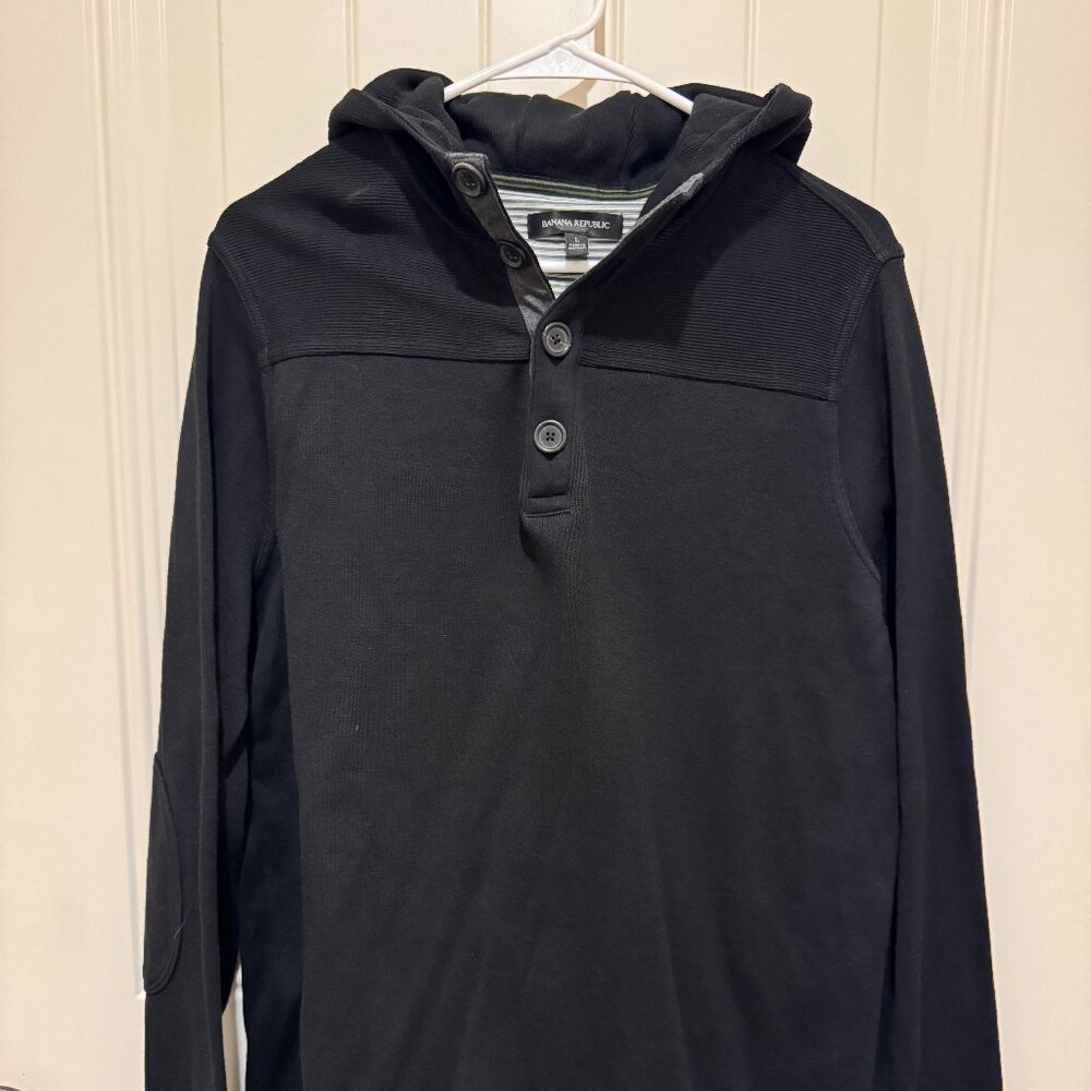 (c 2010) Banana Republic Men's Large Hoodie Pullover Black